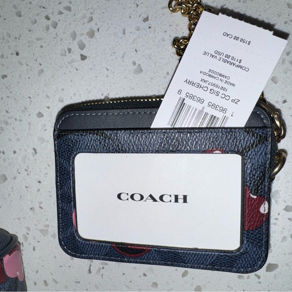 Coach Cherry Print Satchel in Navy and Pink Medium Rowen Notebook & Wallet - Picture 7 of 10